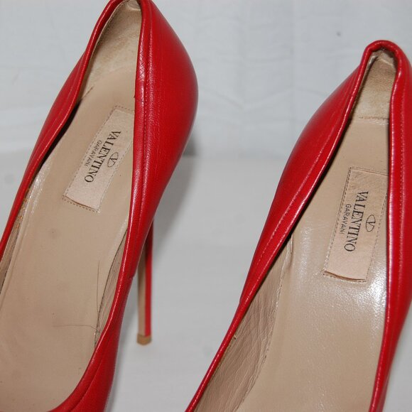 40.5US 10❤️ VALENTINO Red Leather Platform High Heels Pumps ITALY - Picture 16 of 16